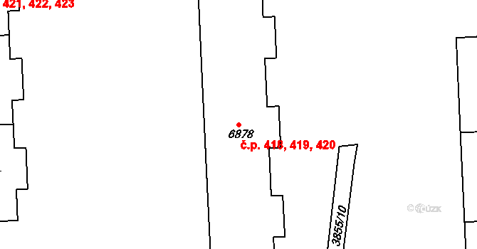 Polabiny 418,419,420, Pardubice na parcele st. 6878 v KÚ Pardubice, Katastrální mapa