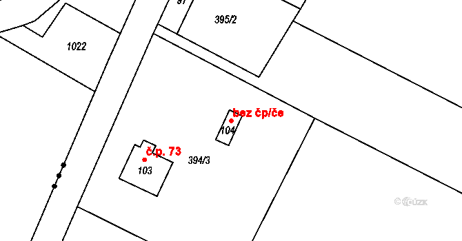 Dlažkovice 78452228 na parcele st. 104 v KÚ Dlažkovice, Katastrální mapa