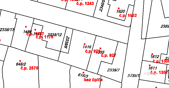 Rakovník II 928, Rakovník na parcele st. 1416 v KÚ Rakovník, Katastrální mapa