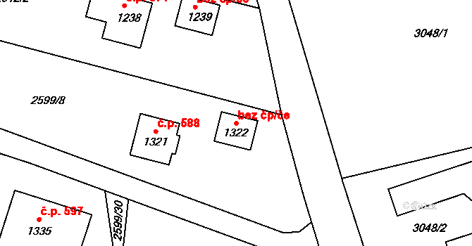 Ratiboř 87692228 na parcele st. 1322 v KÚ Ratiboř u Vsetína, Katastrální mapa