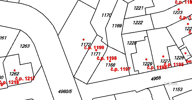 Louny 1198 na parcele st. 1171 v KÚ Louny, Katastrální mapa