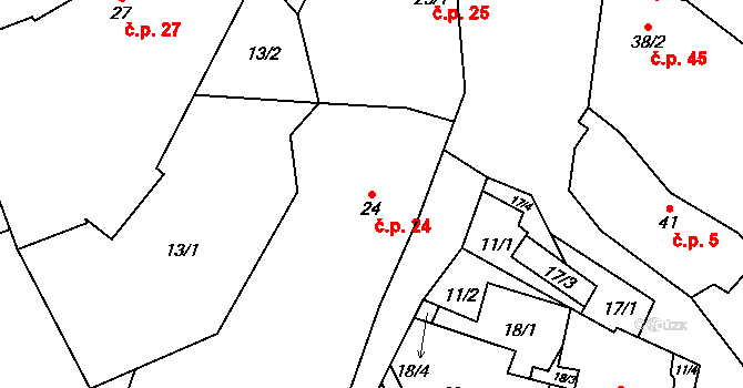 Chvalov 24, Stebno na parcele st. 24 v KÚ Chvalov, Katastrální mapa