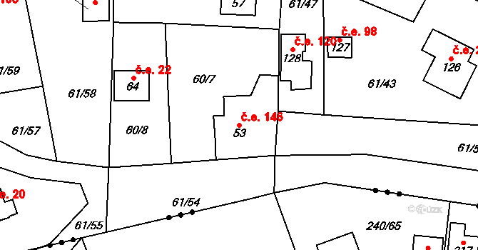 Nivy 146, Děpoltovice na parcele st. 53 v KÚ Nivy, Katastrální mapa