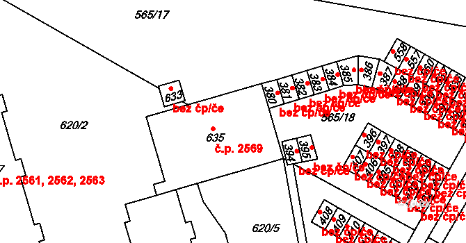 Šumperk 2569 na parcele st. 635 v KÚ Dolní Temenice, Katastrální mapa