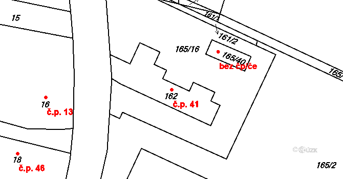 Sedlice 41, Praskačka na parcele st. 162 v KÚ Sedlice u Hradce Králové, Katastrální mapa