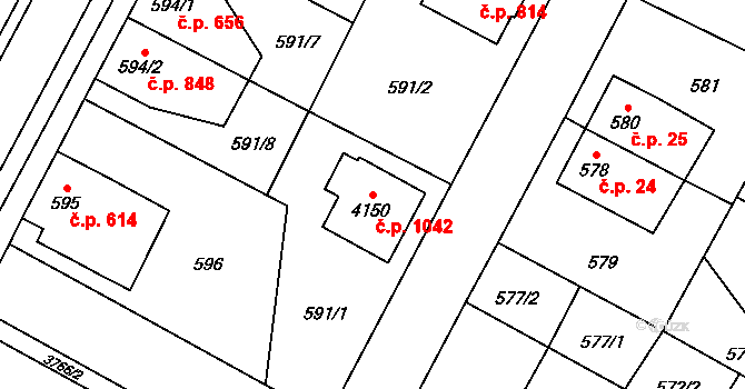 Žamberk 1042 na parcele st. 4150 v KÚ Žamberk, Katastrální mapa