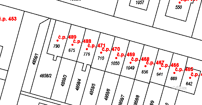 Mohelno 470 na parcele st. 710 v KÚ Mohelno, Katastrální mapa