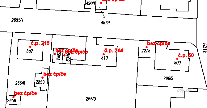 Plzeňské Předměstí 214, Rokycany na parcele st. 819 v KÚ Rokycany, Katastrální mapa