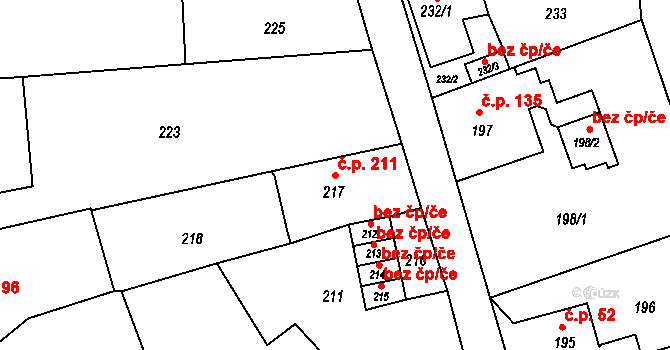 Jablůnka 211 na parcele st. 217 v KÚ Jablůnka, Katastrální mapa