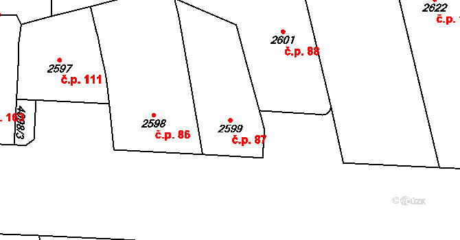 Vinohrady 87, Praha na parcele st. 2599 v KÚ Vinohrady, Katastrální mapa
