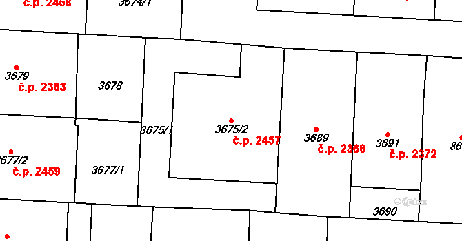 Vinohrady 2457, Praha na parcele st. 3675/2 v KÚ Vinohrady, Katastrální mapa