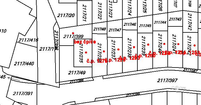 Chodov 1225, Praha na parcele st. 2117/236 v KÚ Chodov, Katastrální mapa