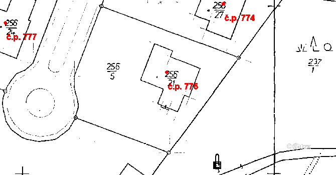 Poděbrady II 775, Poděbrady na parcele st. 256/21 v KÚ Poděbrady, Katastrální mapa
