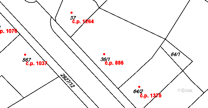 Rumburk 1 856, Rumburk na parcele st. 36/1 v KÚ Rumburk, Katastrální mapa