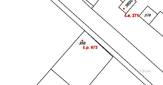 Oslavany 673 na parcele st. 358 v KÚ Oslavany, Katastrální mapa