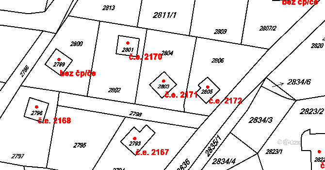 Horní Těrlicko 2171, Těrlicko na parcele st. 2803 v KÚ Horní Těrlicko, Katastrální mapa