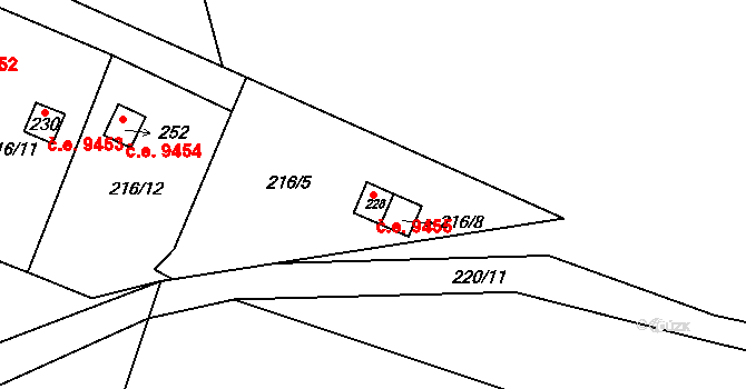 Černovír 9455, Ústí nad Orlicí na parcele st. 228 v KÚ Černovír u Ústí nad Orlicí, Katastrální mapa