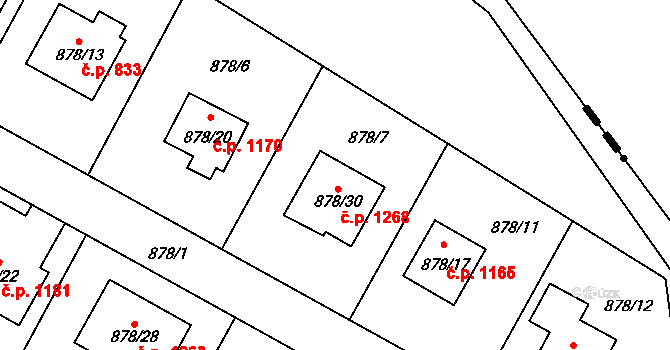 Suchdol 1268, Praha na parcele st. 878/30 v KÚ Suchdol, Katastrální mapa