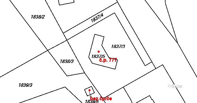 Palkovice 777 na parcele st. 1837/5 v KÚ Palkovice, Katastrální mapa