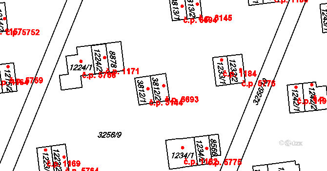 Zlín 6693 na parcele st. 3812/2 v KÚ Zlín, Katastrální mapa