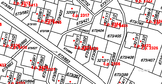 Zlín 6419 na parcele st. 3210/2 v KÚ Zlín, Katastrální mapa
