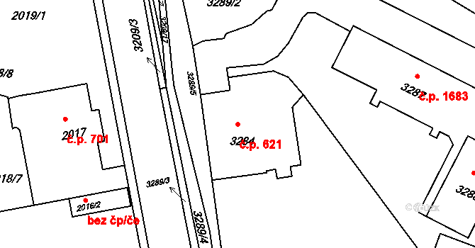 Předměstí 621, Litoměřice na parcele st. 3284 v KÚ Litoměřice, Katastrální mapa