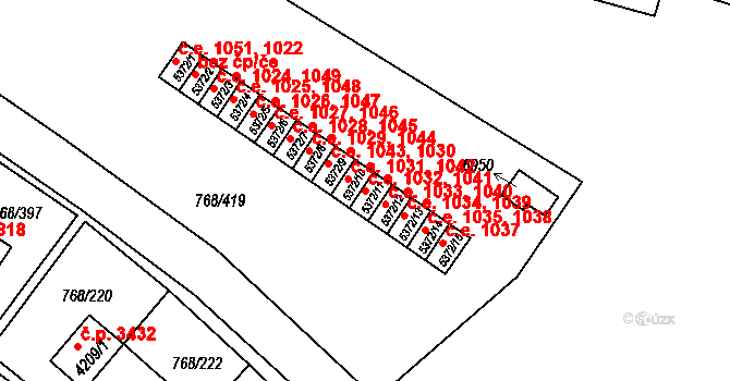 Zlín 1032,1041 na parcele st. 5372/11 v KÚ Zlín, Katastrální mapa