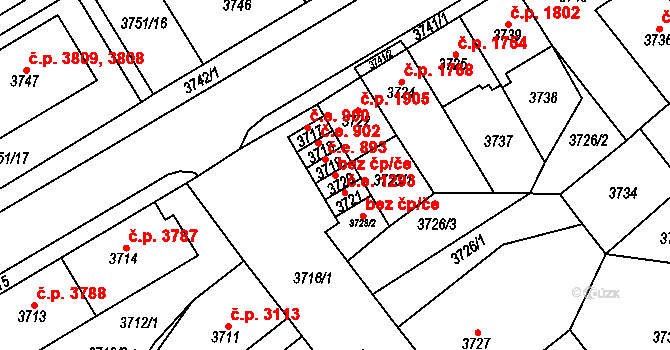Chomutov 39076229 na parcele st. 3720 v KÚ Chomutov I, Katastrální mapa