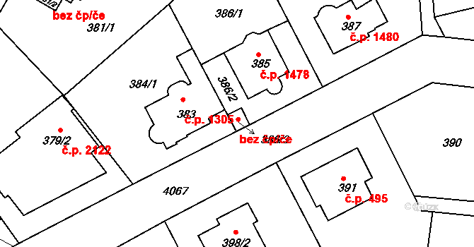 Praha 41604229 na parcele st. 386/3 v KÚ Modřany, Katastrální mapa