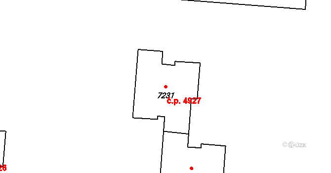 Zlín 4927 na parcele st. 7231 v KÚ Zlín, Katastrální mapa