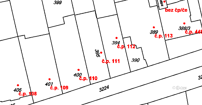 Píšť 111 na parcele st. 395 v KÚ Píšť, Katastrální mapa