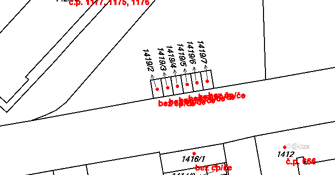 Praha 43635229 na parcele st. 1419/3 v KÚ Vršovice, Katastrální mapa