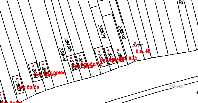 Vlčnov 34 na parcele st. 2833 v KÚ Vlčnov, Katastrální mapa