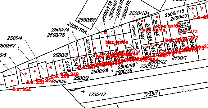 Hustopeče 385 na parcele st. 2445 v KÚ Hustopeče u Brna, Katastrální mapa