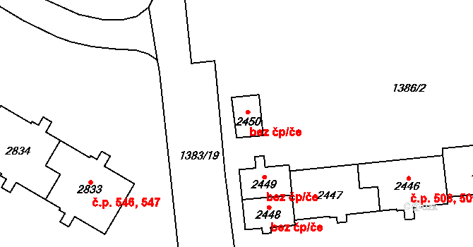 Klatovy 47859229 na parcele st. 2450 v KÚ Klatovy, Katastrální mapa