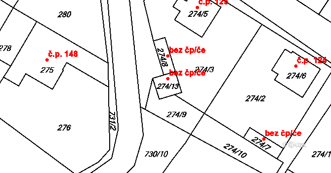 Jestřebí 49931229 na parcele st. 274/13 v KÚ Jestřebí u České Lípy, Katastrální mapa