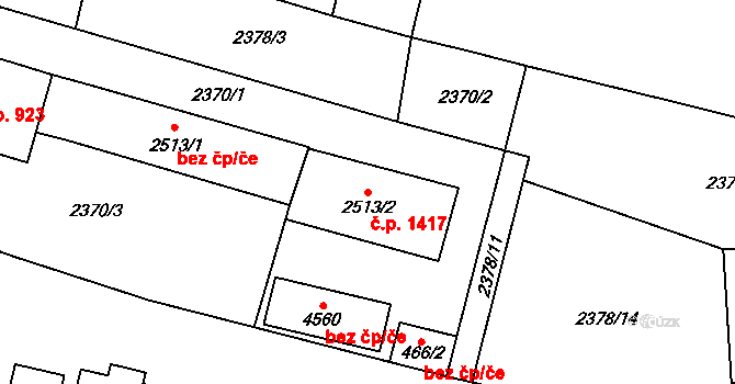 Kyjov 1417 na parcele st. 2513/2 v KÚ Kyjov, Katastrální mapa