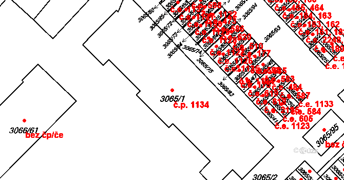 Český Těšín 1134 na parcele st. 3065/1 v KÚ Český Těšín, Katastrální mapa