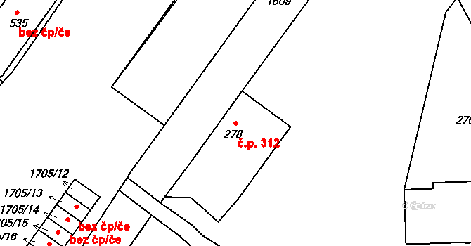 Hronov 312 na parcele st. 278 v KÚ Hronov, Katastrální mapa