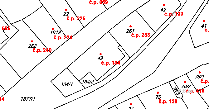 Sezemice 134 na parcele st. 43 v KÚ Sezemice nad Loučnou, Katastrální mapa