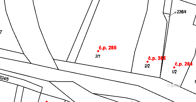 Doubravice nad Svitavou 285 na parcele st. 2/1 v KÚ Klemov, Katastrální mapa