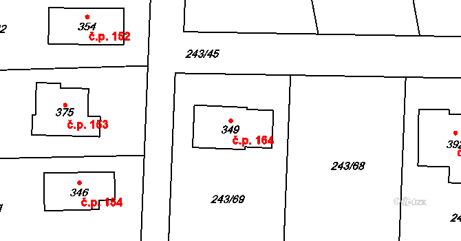 Bubovice 164 na parcele st. 349 v KÚ Bubovice, Katastrální mapa