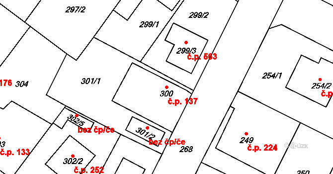 Senec 137, Zruč-Senec na parcele st. 300 v KÚ Senec u Plzně, Katastrální mapa
