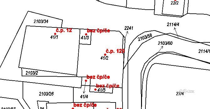 Žižkovo Pole 129 na parcele st. 41/2 v KÚ Žižkovo Pole, Katastrální mapa