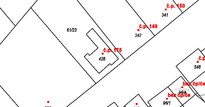 Brod nad Dyjí 175 na parcele st. 428 v KÚ Brod nad Dyjí, Katastrální mapa