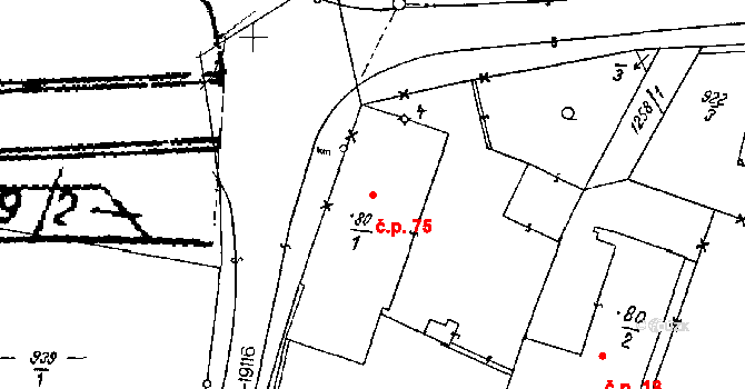 Klášter 75 na parcele st. 80/1 v KÚ Klášter u Nepomuka, Katastrální mapa