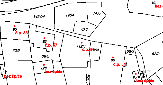 Chvalnov 56, Chvalnov-Lísky na parcele st. 112/1 v KÚ Chvalnov, Katastrální mapa