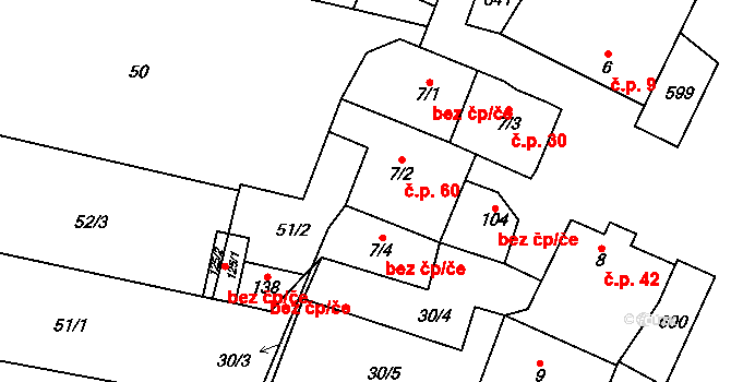 Hrochov 60, Lipová na parcele st. 7/2 v KÚ Hrochov, Katastrální mapa