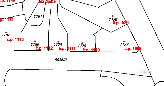 Přerov I-Město 1110, Přerov na parcele st. 1178 v KÚ Přerov, Katastrální mapa