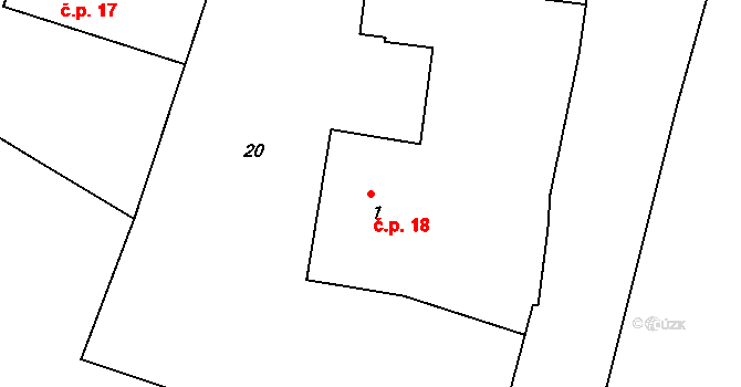 Vilémovice 18, Červené Janovice na parcele st. 1 v KÚ Vilémovice u Červených Janovic, Katastrální mapa